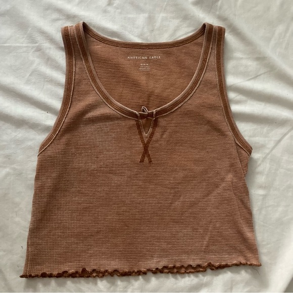American Eagle Outfitters Brown Ribbed Cropped Tank Top Size Medium - Picture 1 of 3